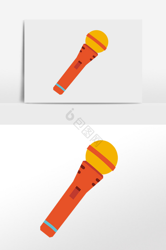 橘色唱歌话筒麦克风插画图片