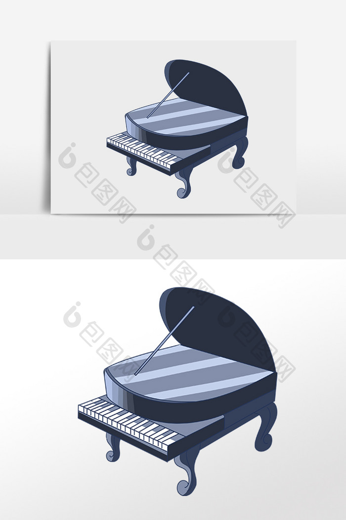 手绘音乐乐器一架钢琴插画