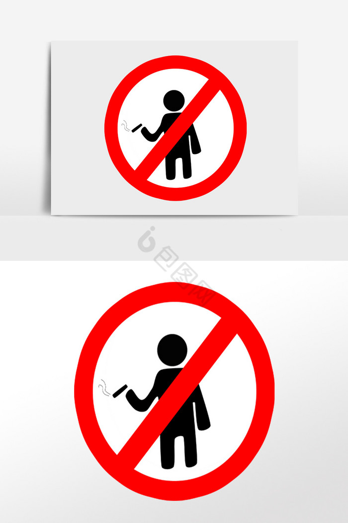 禁止乱扔烟头警示牌插画图片