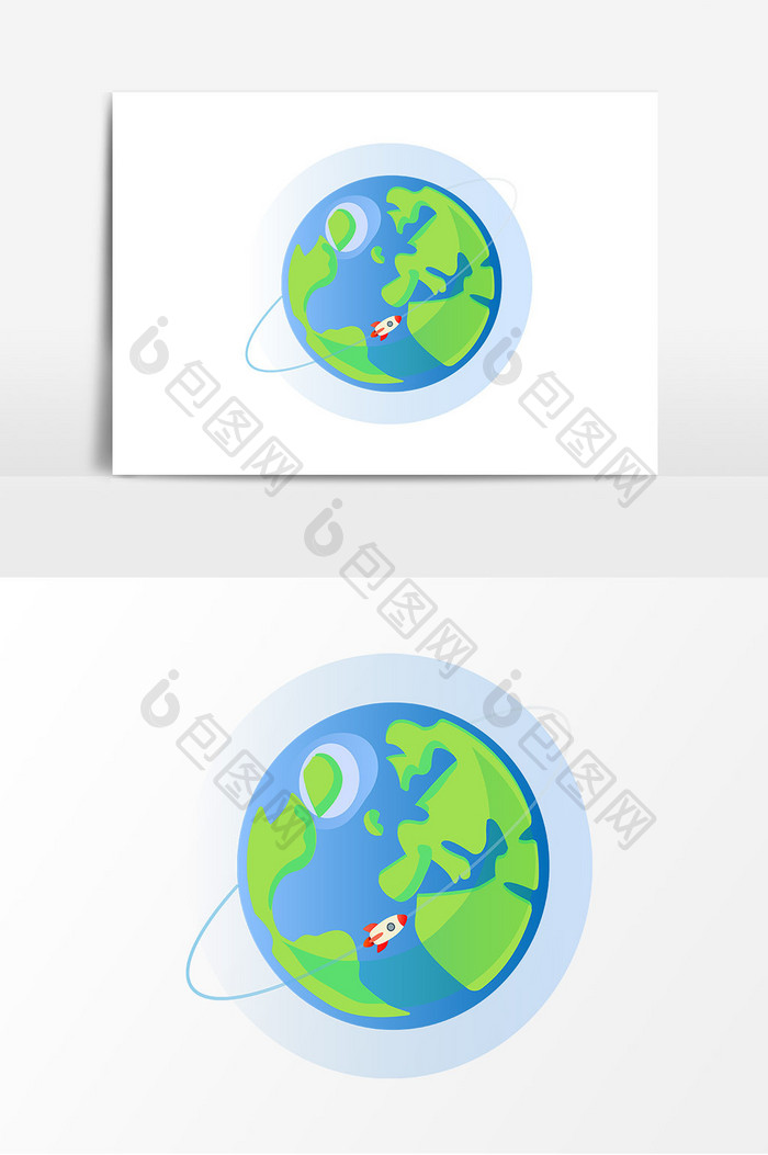 扁平透气渐变火箭绕地球飞行