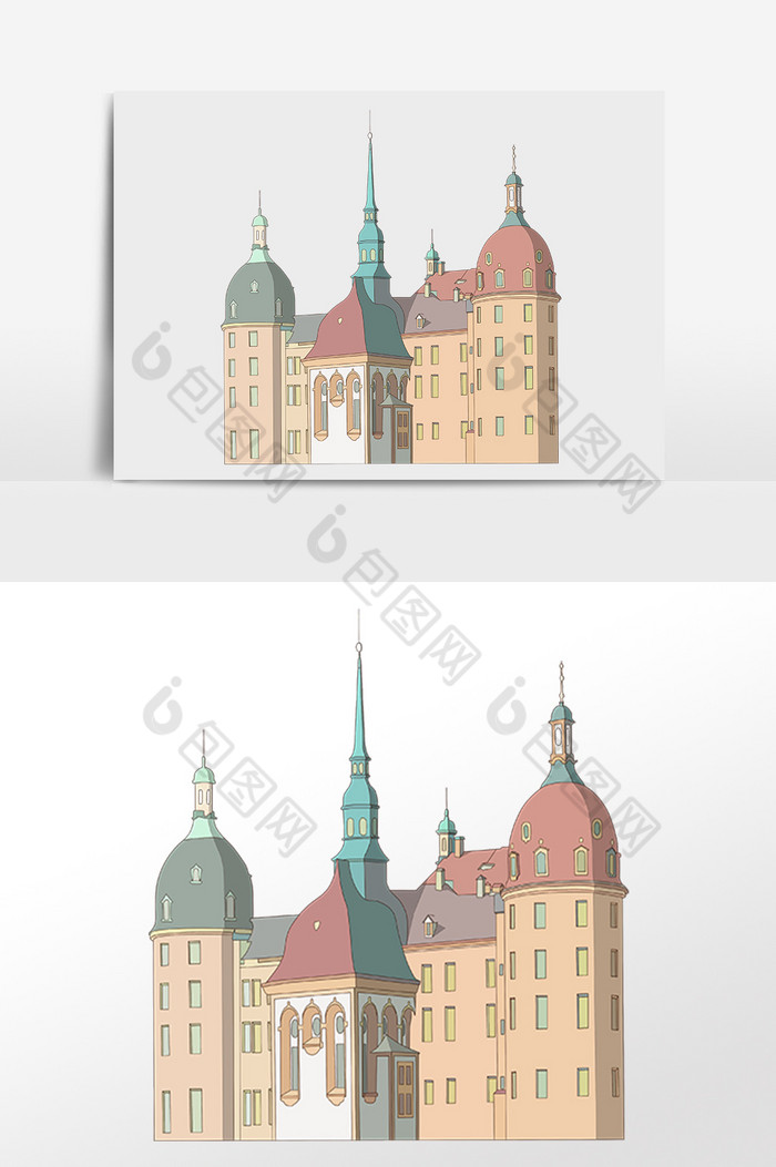 迪士尼城堡古城堡建筑插画图片图片