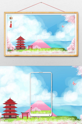 樱花季日本樱花小清新梦幻插画GIF图