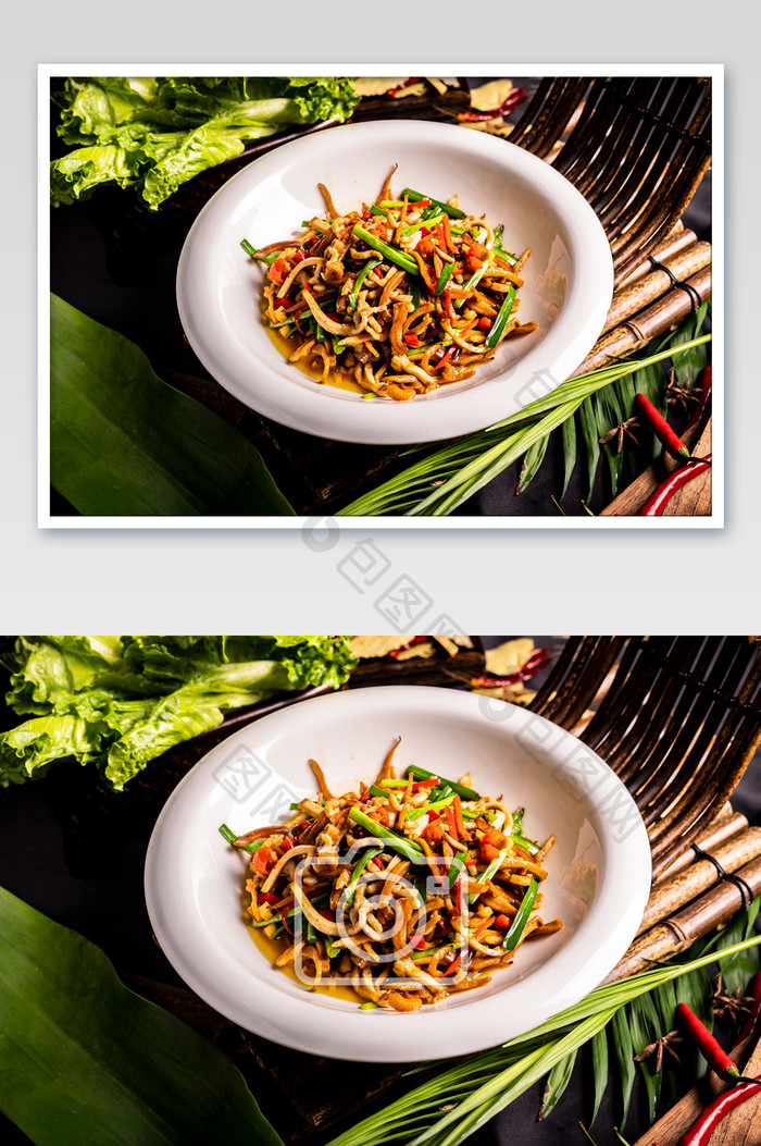 中式青椒肉丝美食摄影图片