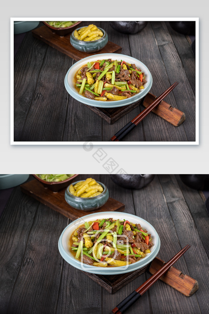 中式野山椒牛肉美食摄影图图片图片