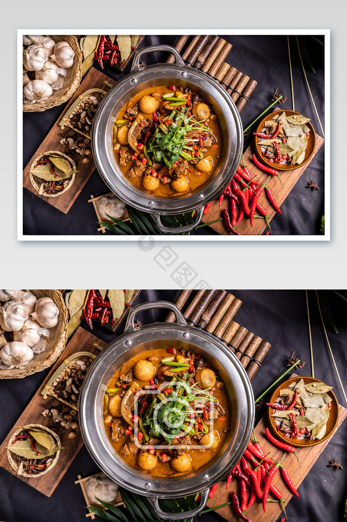 中式猪肉鱼丸汤美食摄影图