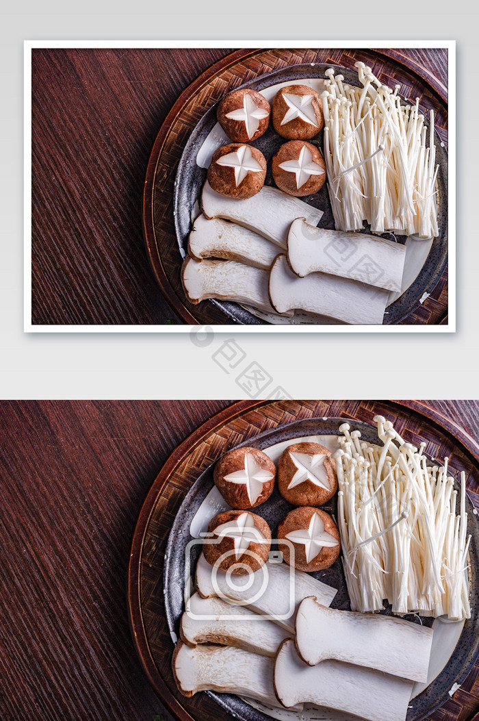 金针菇和蘑菇美食摄影图片