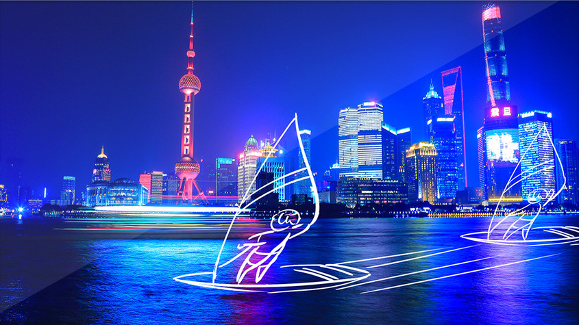 上海地标建筑东方明珠创意摄影插画gif图片