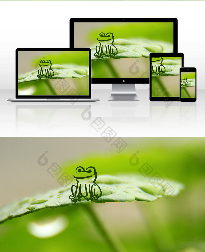 清新绿色植物露水特写创意摄影插画gif