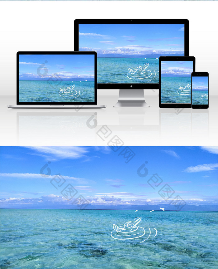 大海清澈湛蓝的海水创意摄影插画gif