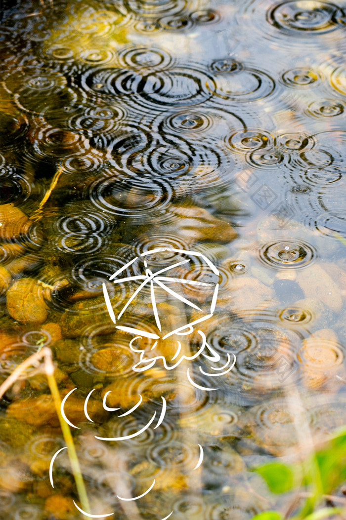 雨季池塘雨滴涟漪创意摄影插画gif