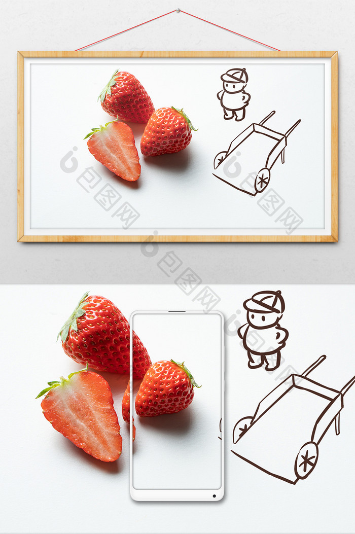 草莓特写创意摄影插画gif