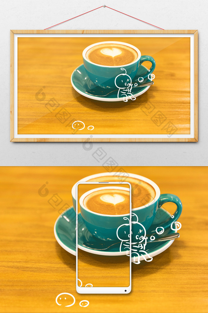 一杯拿铁咖啡下午茶创意摄影插画gif