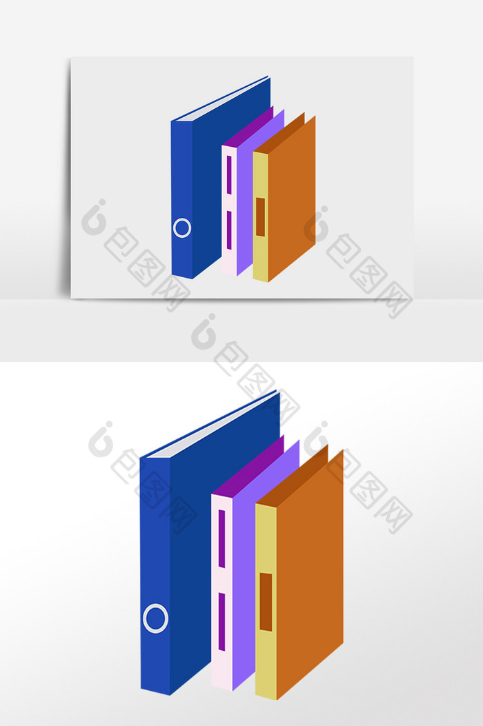 手绘办公用品文具彩色文案夹插画