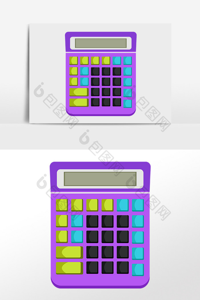 手绘办公用品文具计算器插画