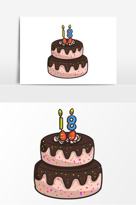 18岁生日蛋糕简笔画图片