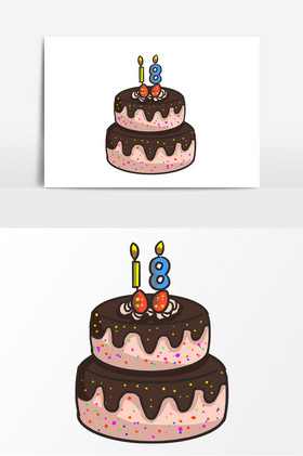 18岁生日蛋糕插画
