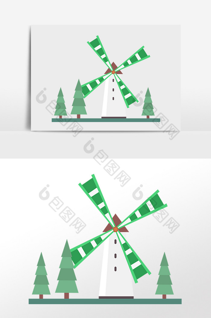 环保建筑风车插画图片图片