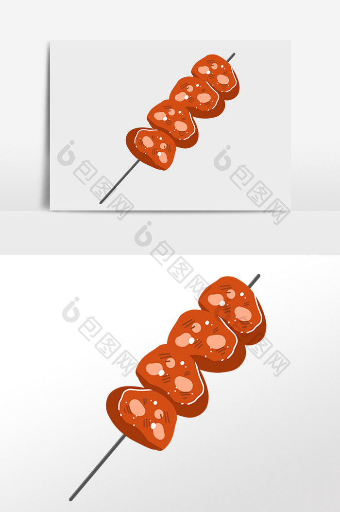手绘美味烧烤串串食物插画
