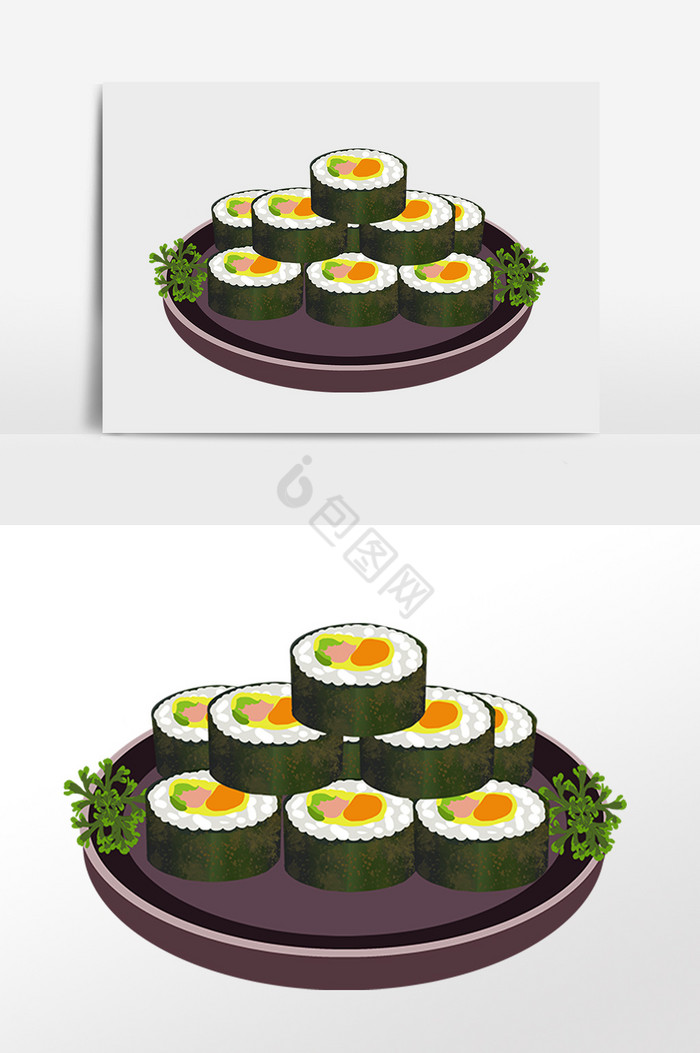 美味食物小吃日式寿司插画图片