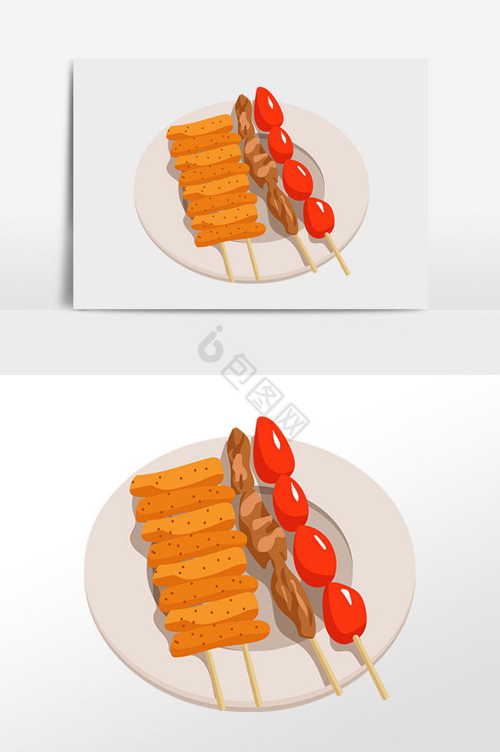 美味食物烧烤串串插画图片