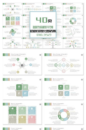 40页小清新组合信息可视化PPT图表