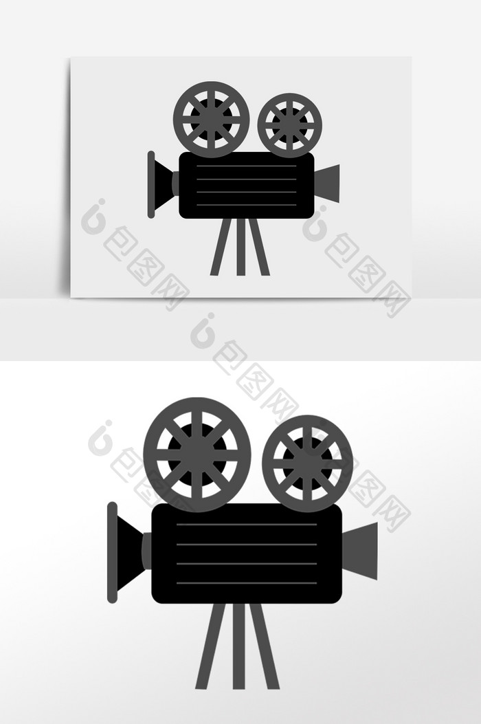 手绘电影视频黑色放映机插画