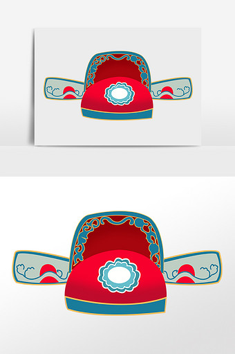 手绘京剧唱戏戏曲服饰帽子插画图片下载