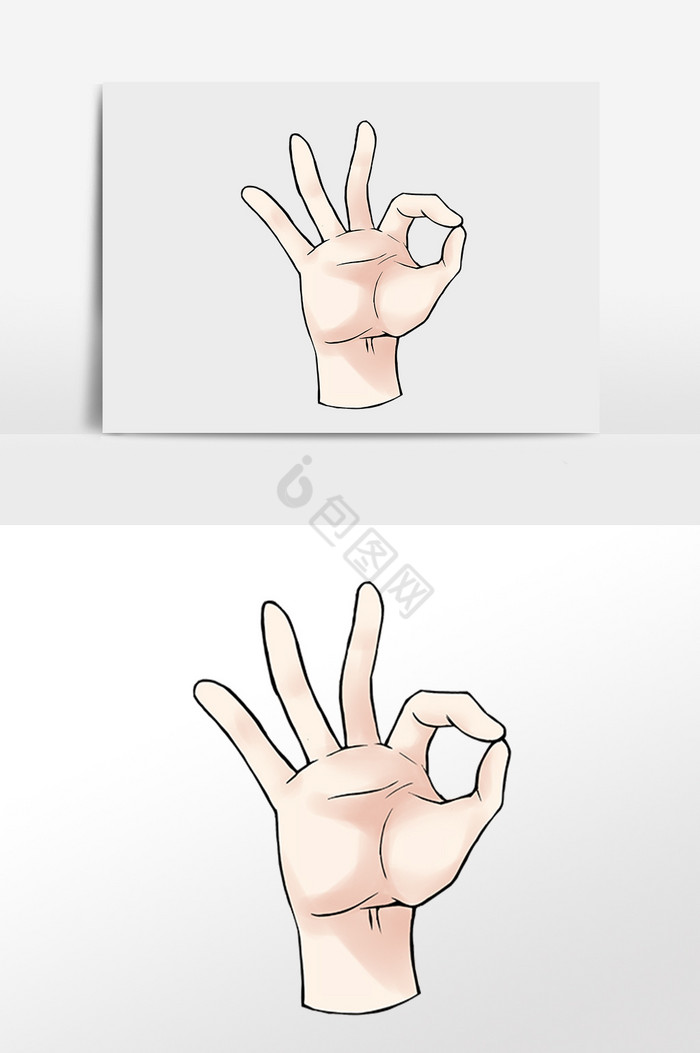 手指手势姿势OK插画图片