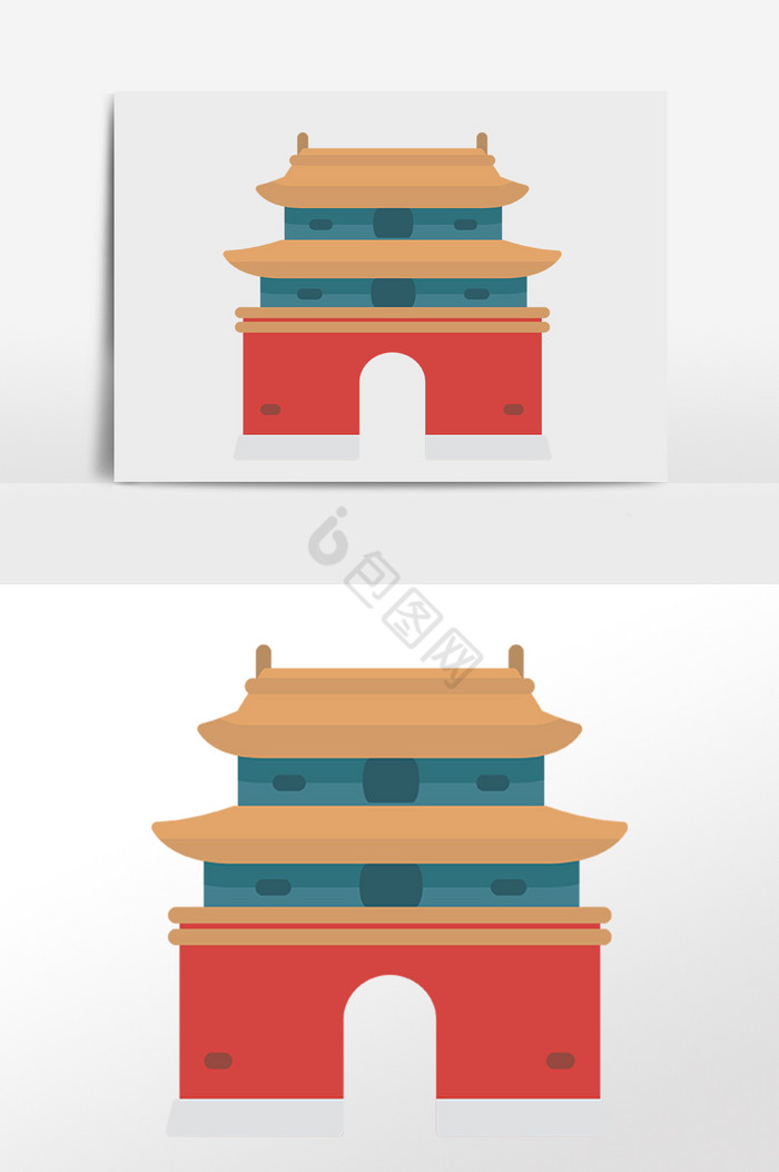 旅游城市北京地标建筑插画图片