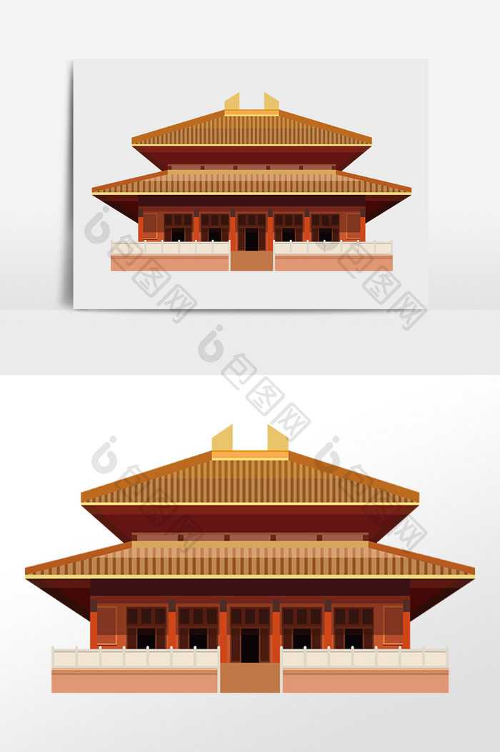 手绘北京大殿旅游地标建筑插画