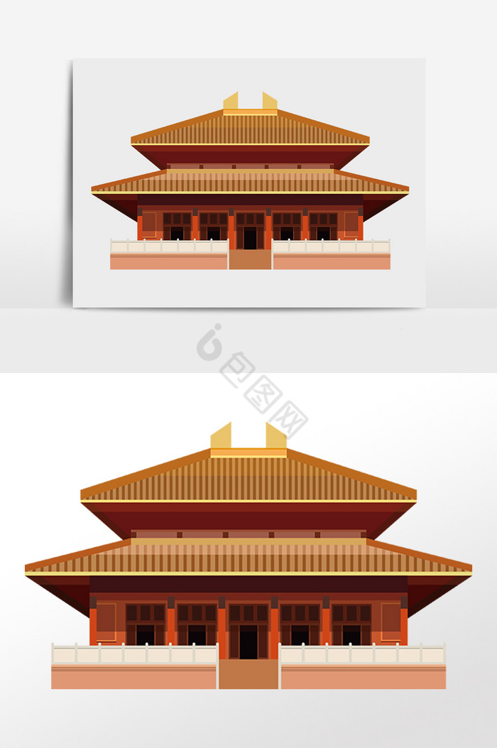 北京大殿旅游地标建筑插画图片