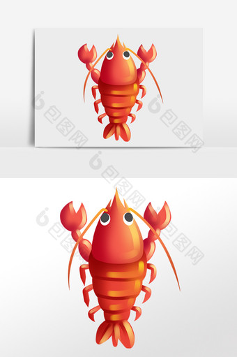 手绘新鲜水产海鲜大虾龙虾插画图片