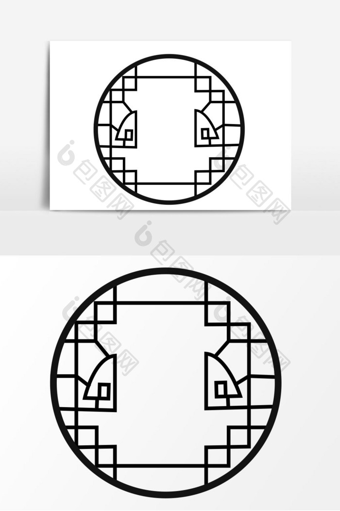 手绘中国风窗子矢量元素