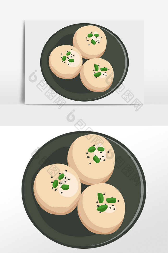 餐饮美味水煎包插画