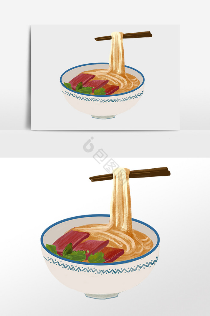美味食物牛肉拉面插画图片