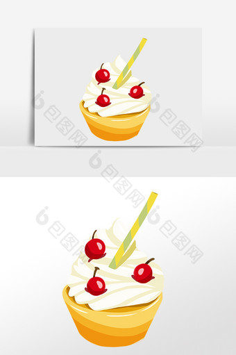 手绘甜点美食美味小蛋糕插画图片