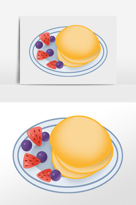 手绘甜点美食美味草莓面包插画