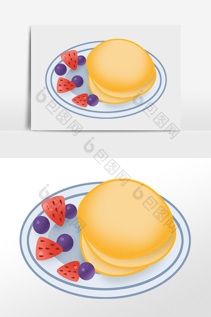 手绘甜点美食美味草莓面包插画