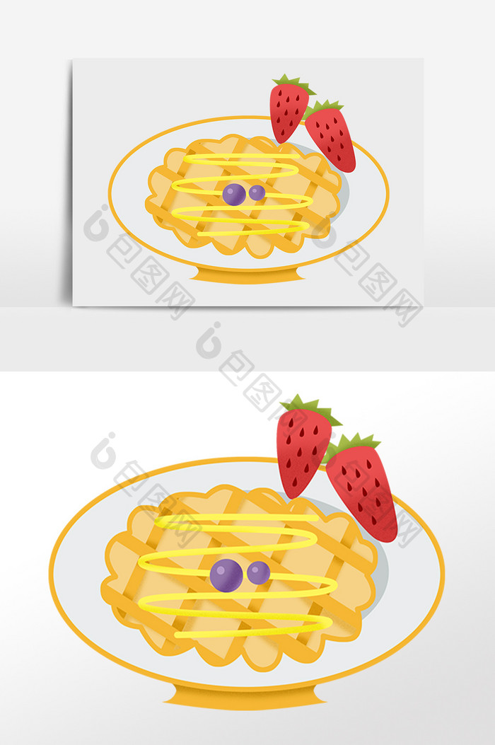 手绘甜点美食美味草莓饼干插画