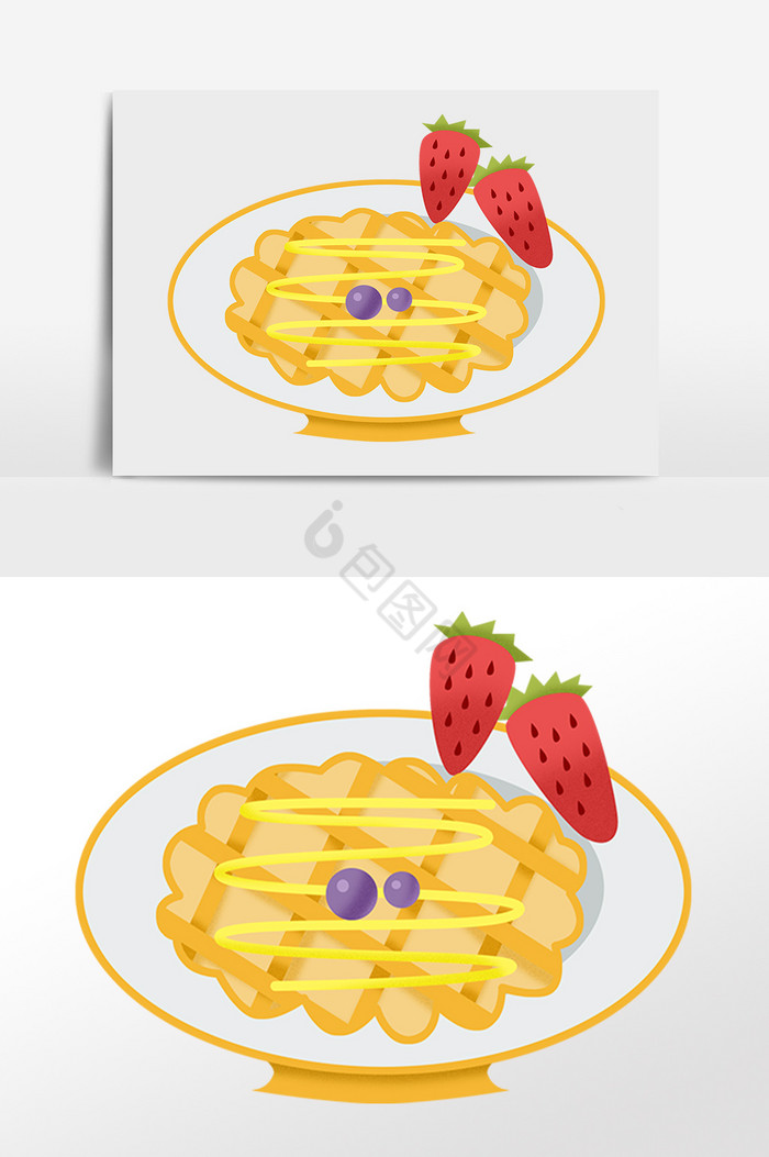 甜点美味草莓饼干插画图片