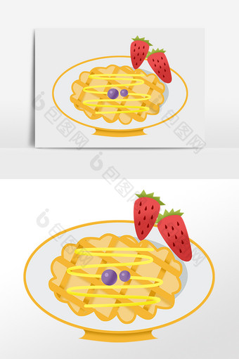 手绘甜点美食美味草莓饼干插画图片