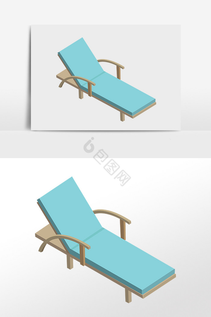 沙滩躺椅椅子插画图片