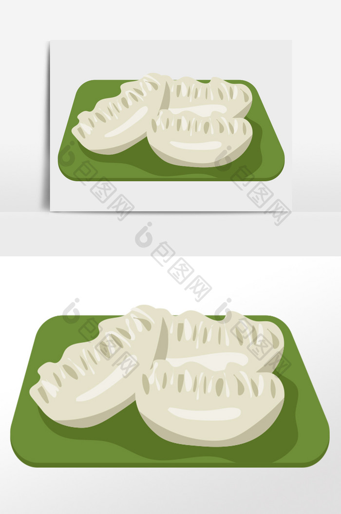 手绘餐饮美食食物大饺子插画