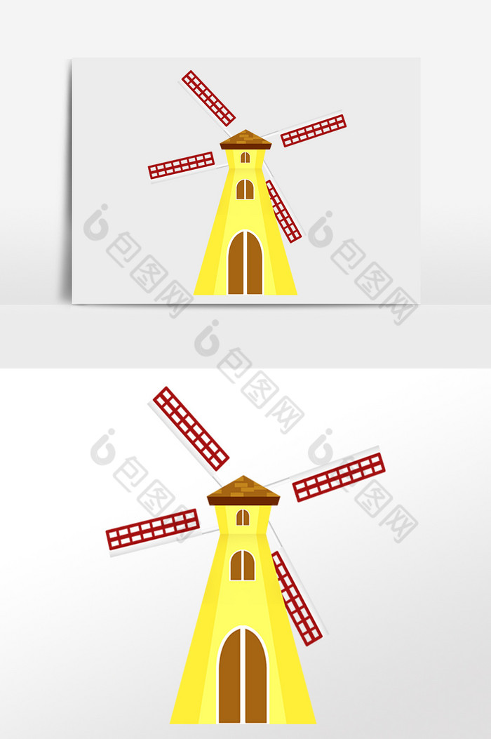 风车建筑房子插画图片图片