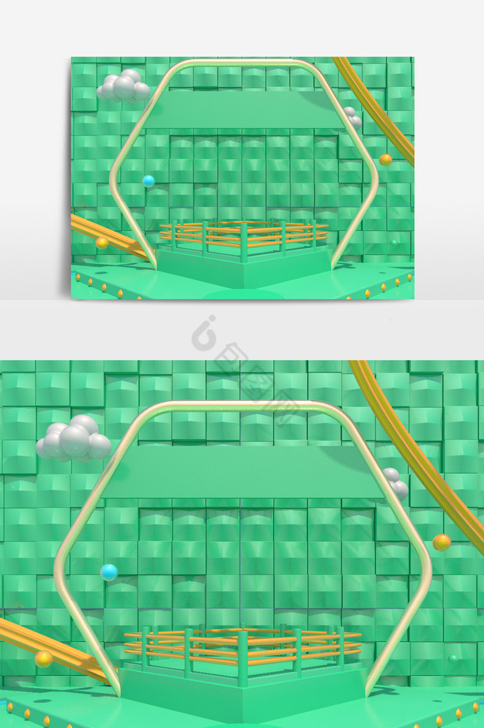 C4D电商模型节日促销场景模型图片