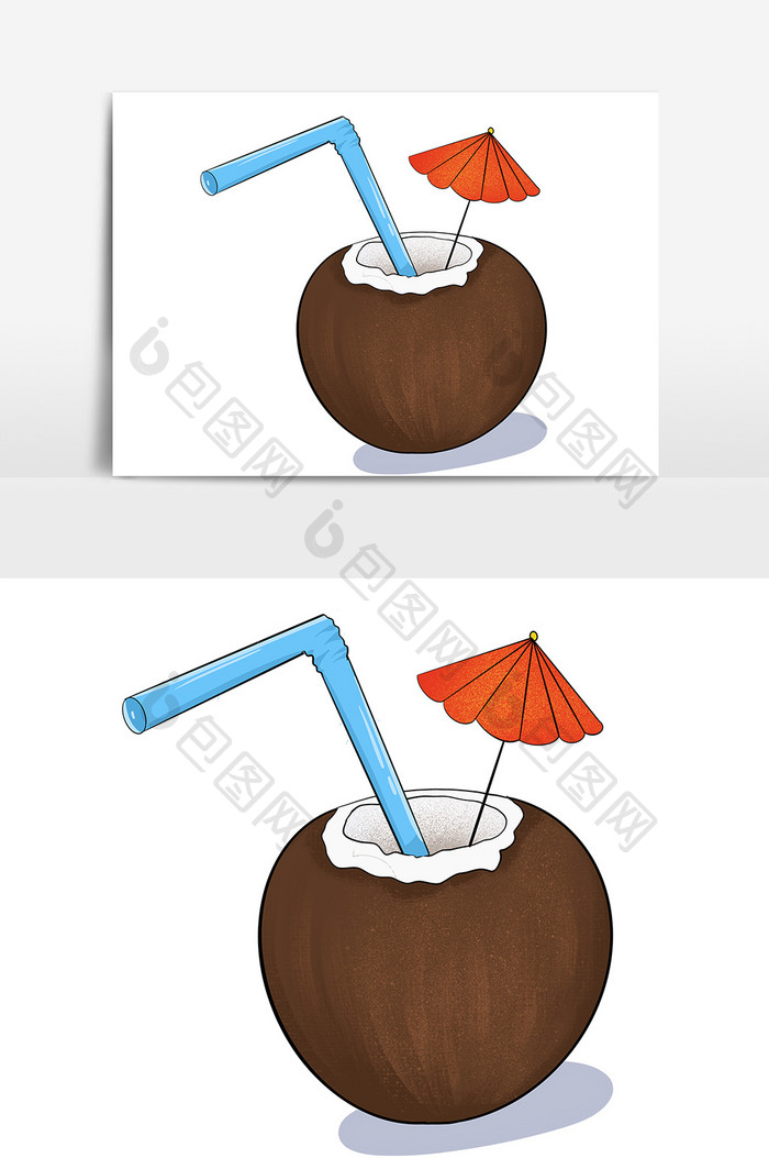 手绘椰子汁饮料元素