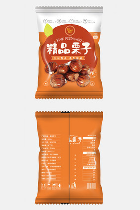 红色大气插画精品栗子食品包装设计