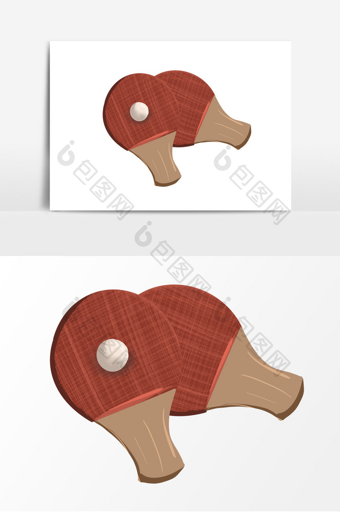 手绘卡通乒乓球装饰元素