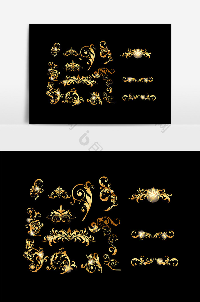 金色花纹装饰设计素材