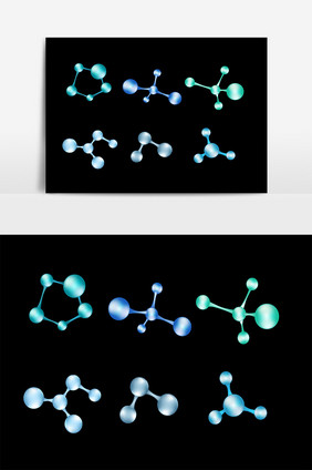 手绘科技线条分子结构矢量素材